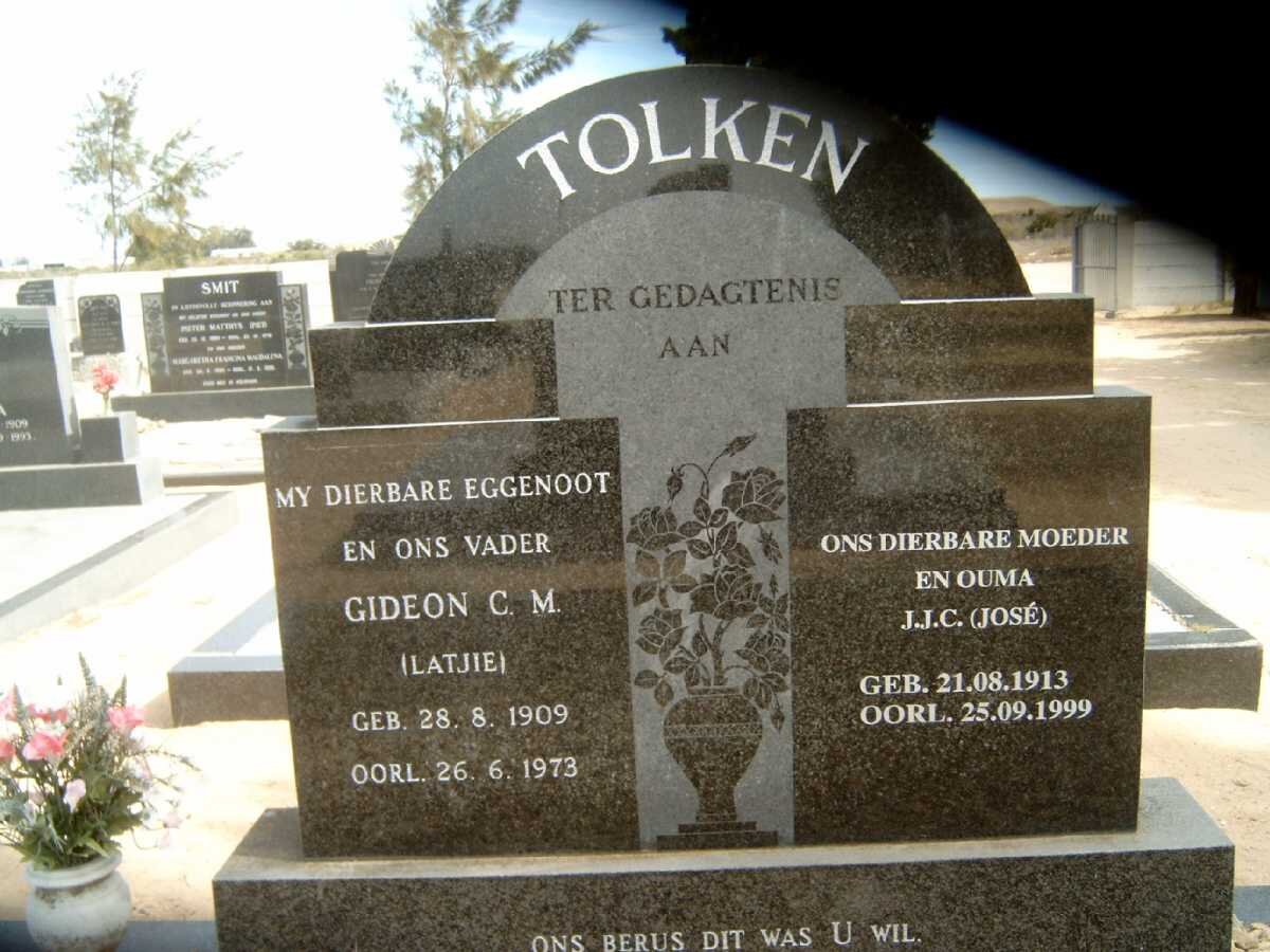 TOLKEN Gideon C.M. 1909-1973 &amp; J.J.C. 1913-1999
