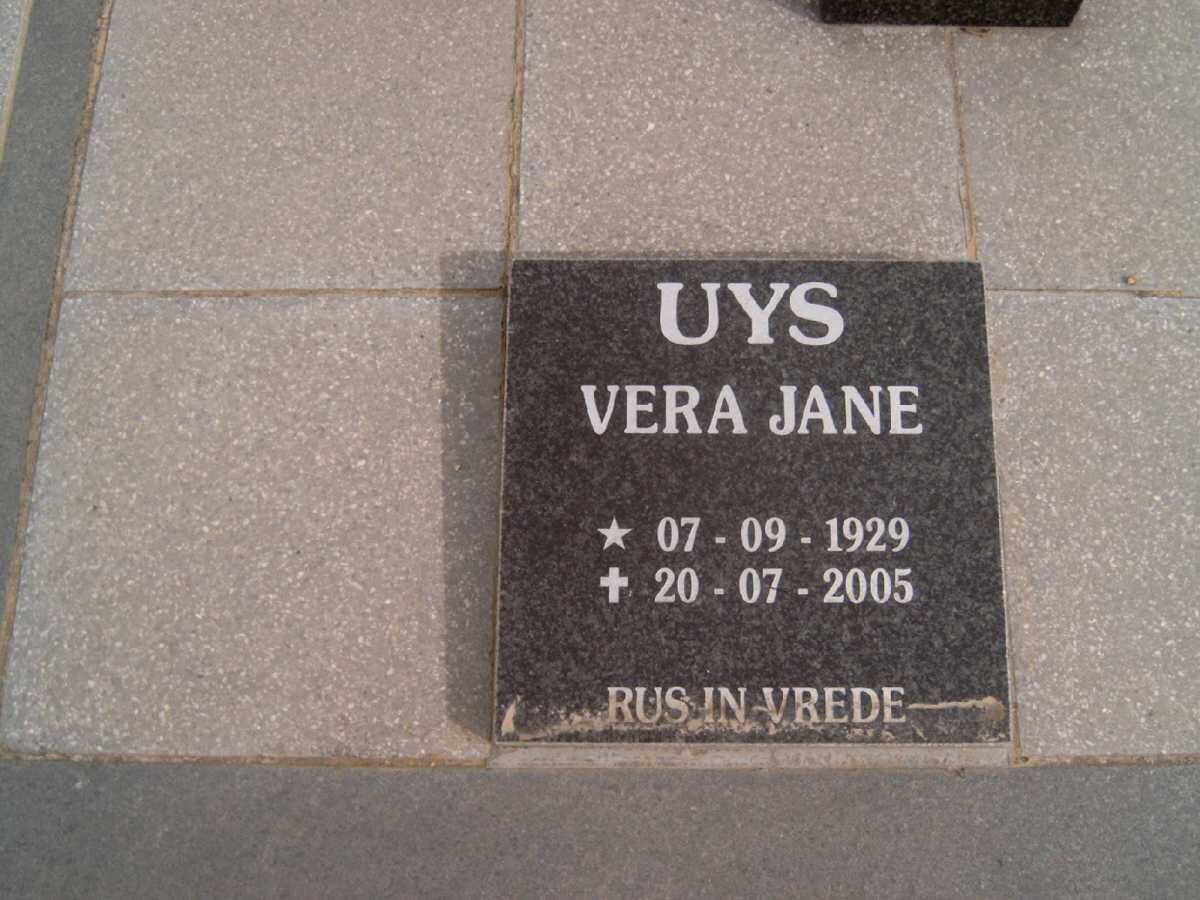 UYS Vera Jane 1929-2005
