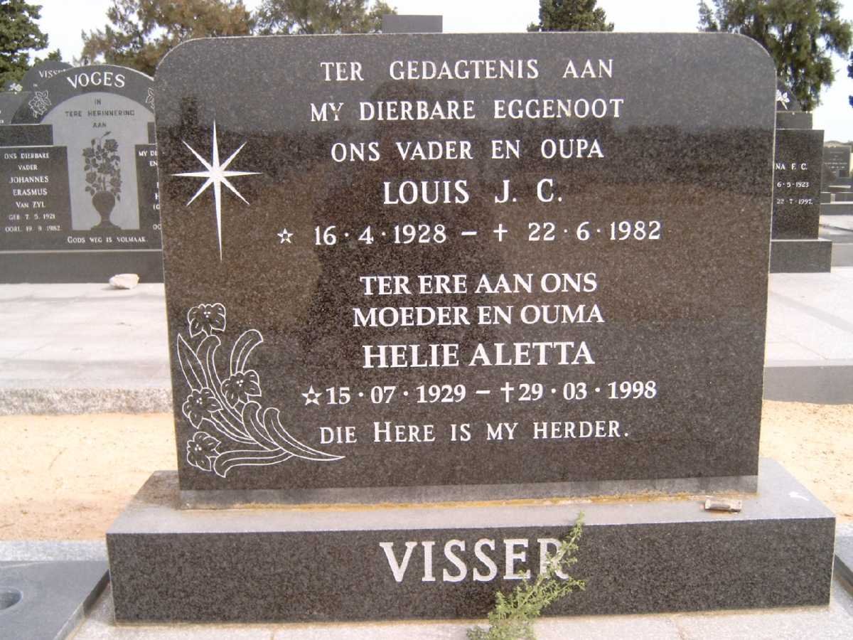 VISSER Louis J.C. 1928-1982 &amp; Helie Aletta 1929-1998