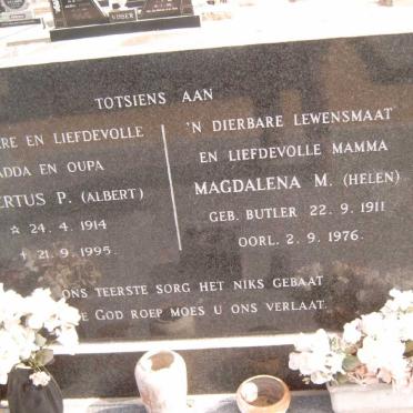 ZYL Albertus P., van 1914-1995 &amp; Magdalena M. BUTLER 1911-1976