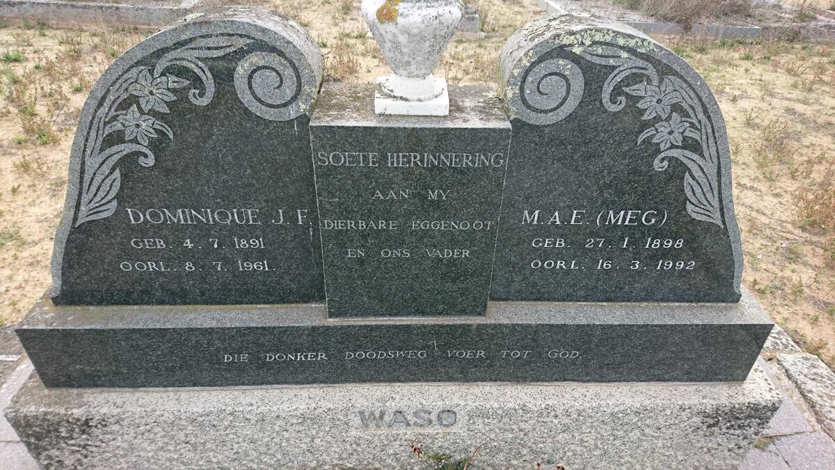 WASO Dominique J.F. 1891-1961 &amp; M.A.E. 1898-1992