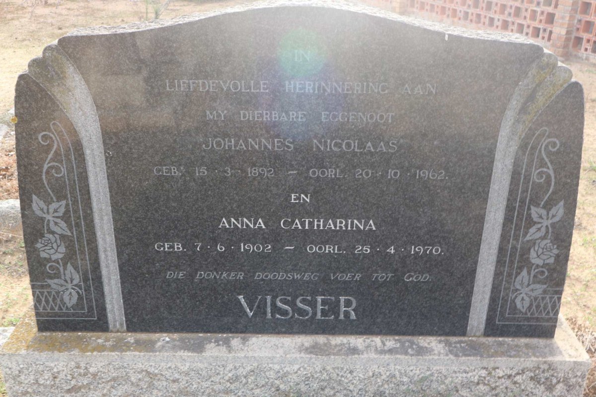 VISSER Johannes Nicolaas 1892-1962 &amp; Anna Catharina 1902-1970
