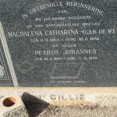 CILLIE Petrus Johannes 1880-1959 &amp; Magdalena Catharina de WET 1883-1954