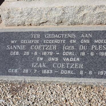 COETZER Izak 1883-1971 &amp; Sannie DU PLESSIS 1879-1966