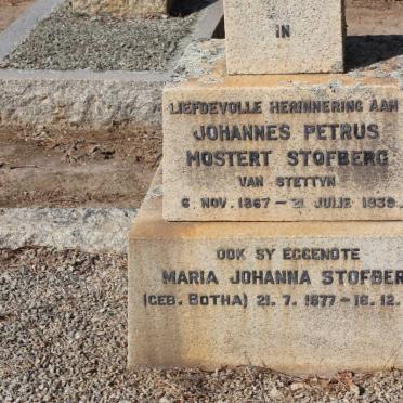 STOFBERG Johannes Petrus Mostert 1867-1939 &amp; Maria Johanna BOTHA 1877-1967 