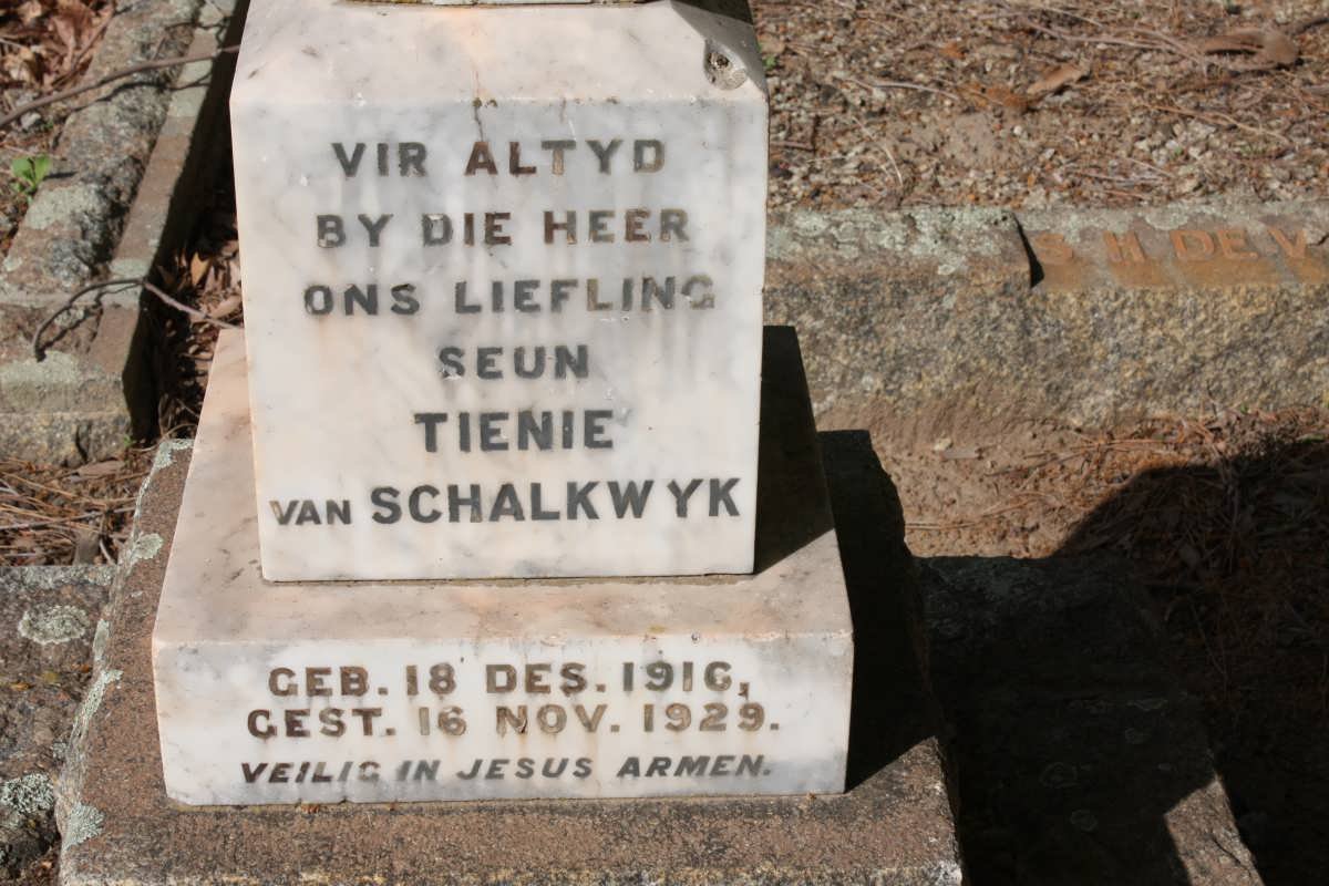 SCHALKWYK Tienie, van 1916-1929