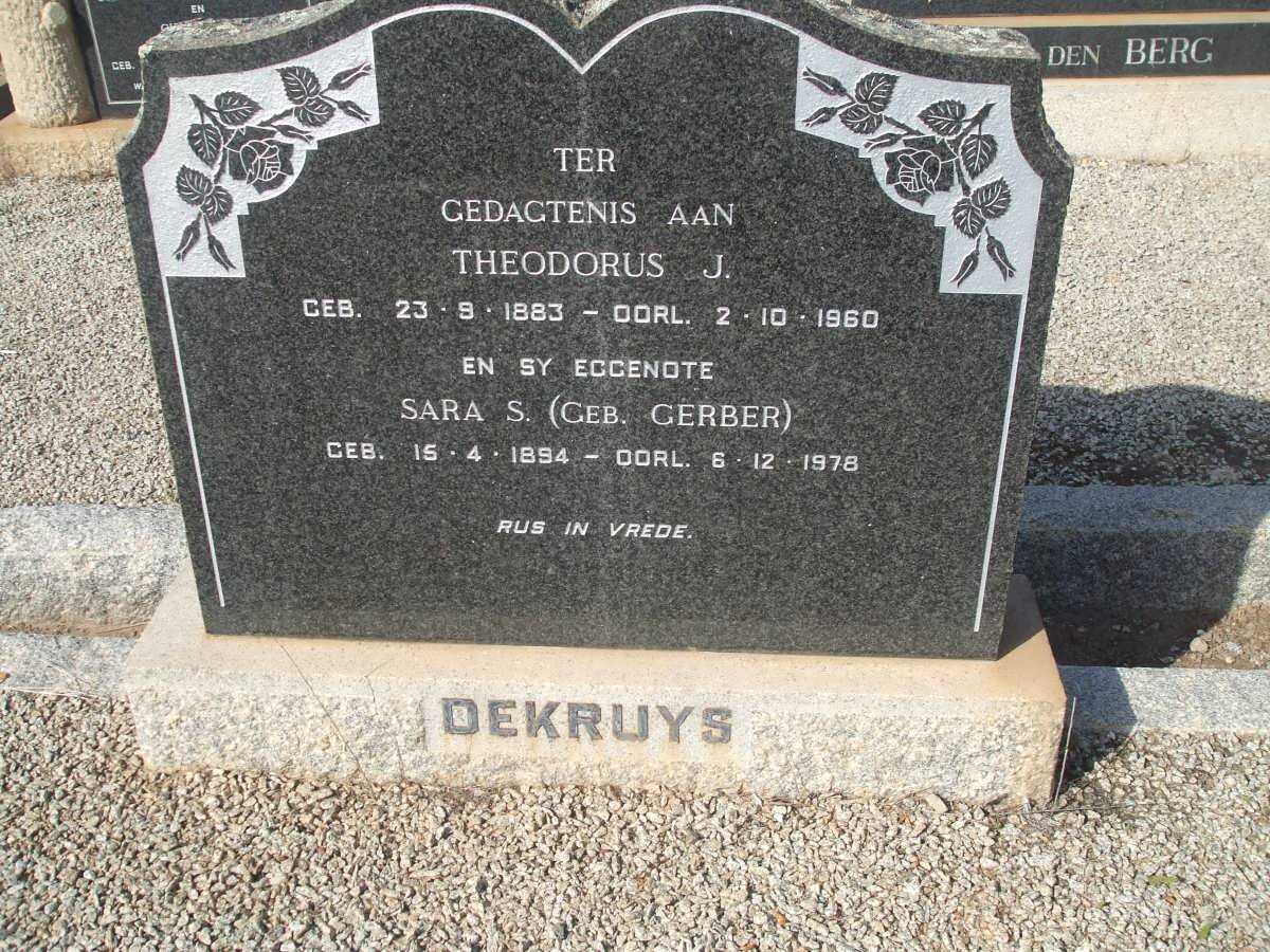 DEKRUYS Theodorus J. 1883-1960 &amp; Sara S. GERBER 1894-1978