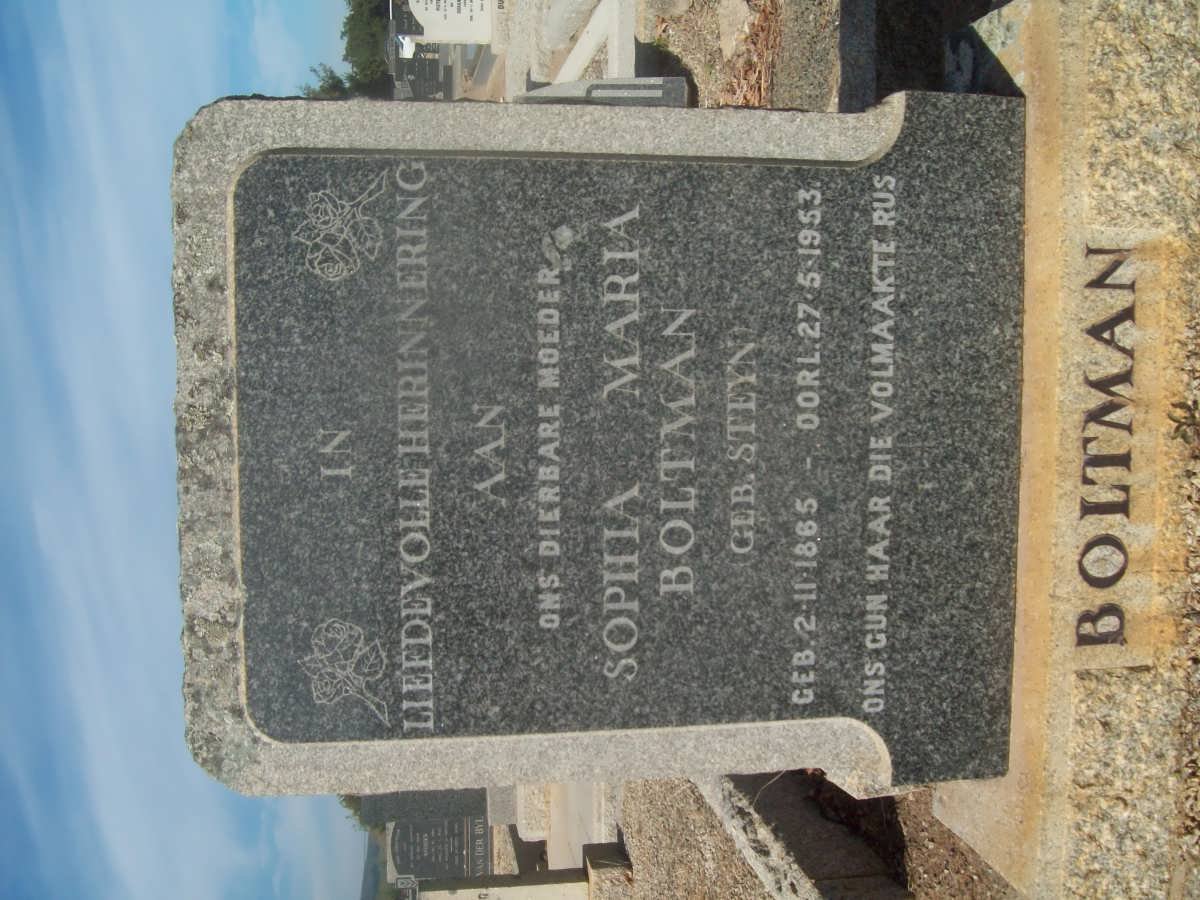 BOLTMAN Sophia Maria nee STEYN 1865-1953