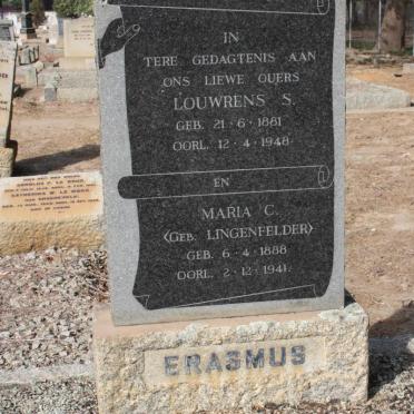 ERASMUS Louwrens S. 1881-1948 &amp; Maria C. LINGENFELDER 1888-1941
