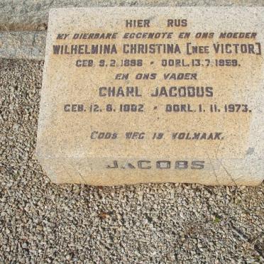 JACOBS Charl Jacobus 1882-1973 &amp; Wilhelmina Christina VICTOR 1896-1959 