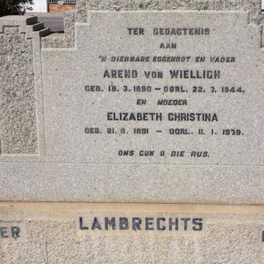 LAMBRECHTS Arend von Wielligh 1890-1944 &amp; Elizabeth Christina 1891-1979