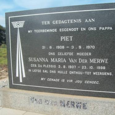 MERWE Piet, van der 1908-1970 &amp; Susanna Maria DU PLESSIS 1907-1988
