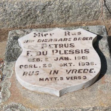 PLESSIS Petrus F., du 1901-1936