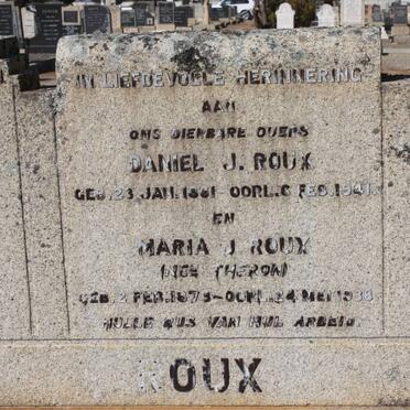 ROUX Daniel J. 1881-1941 &amp; Maria J. THERON 1879-1938