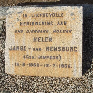 RENSBURG Helen, Janse van nee SIMPSON 1860-1956