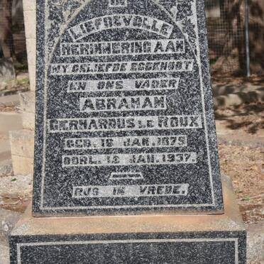 ROUX Abramam Gerhardus, Le 1875-1937 &amp; Antoinette Maria KRIEGLER 1885-1968 