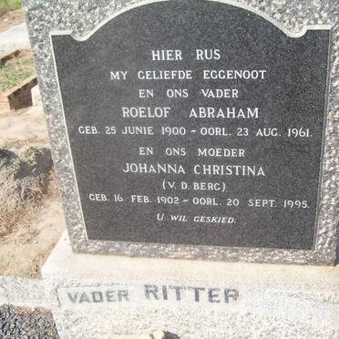 RITTER Roelof Abraham 1900-1961 &amp; Johanna Christina V.D.BERG 1902-1995