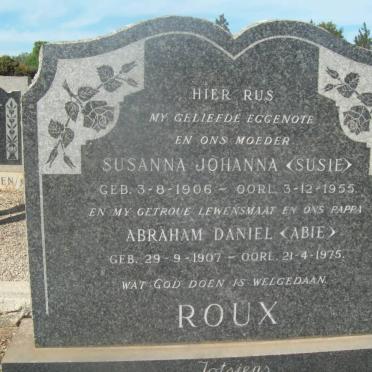 ROUX Abraham Daniel 1907-1975 &amp; Susanna Johanna 1906-1955