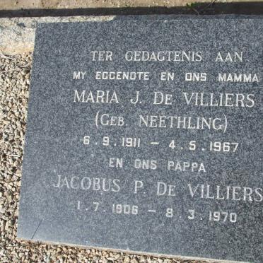 VILLIERS Jacobus D., de 1906-1970 &amp; Maria J. NEETHLING 1911-1967