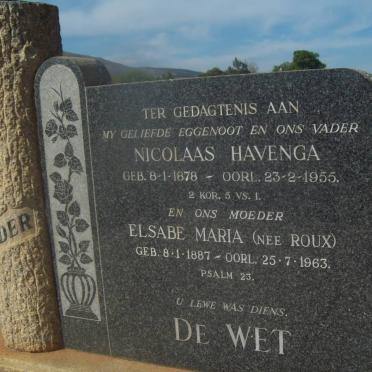 WET Nicolaas Havenga, de 1878-1955 &amp; Elsabe Maria ROUX 1887-1963