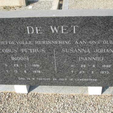 WET Jacobus Petrus, de 1891-1978 &amp; Susanna Johanna 1896-1973
