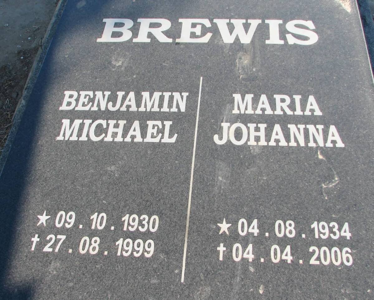 BREWIS Benjamin Michael 1930-1999 &amp; Maria Johanna 1934-2006