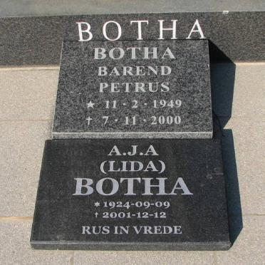 BOTHA Barend Petrus 1949-2000 &amp; A.J.A. 1924-2001