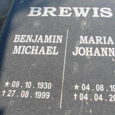 BREWIS Benjamin Michael 1930-1999 &amp; Maria Johanna 1934-2006