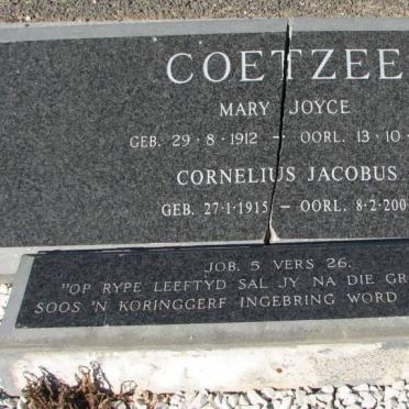 COETZEE Cornelius Jacobus 1915-2001 &amp; Mary Joyce 1912-1981