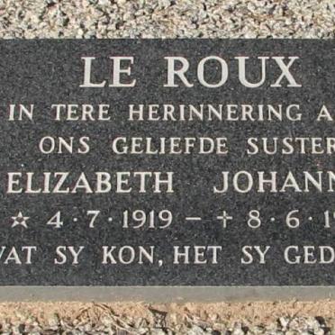 ROUX Elizabeth Johanna, le 1919-1991