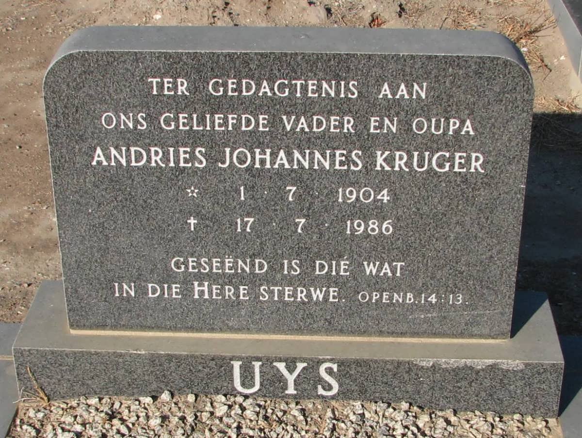 UYS Andries Johannes Kruger 1904-1986