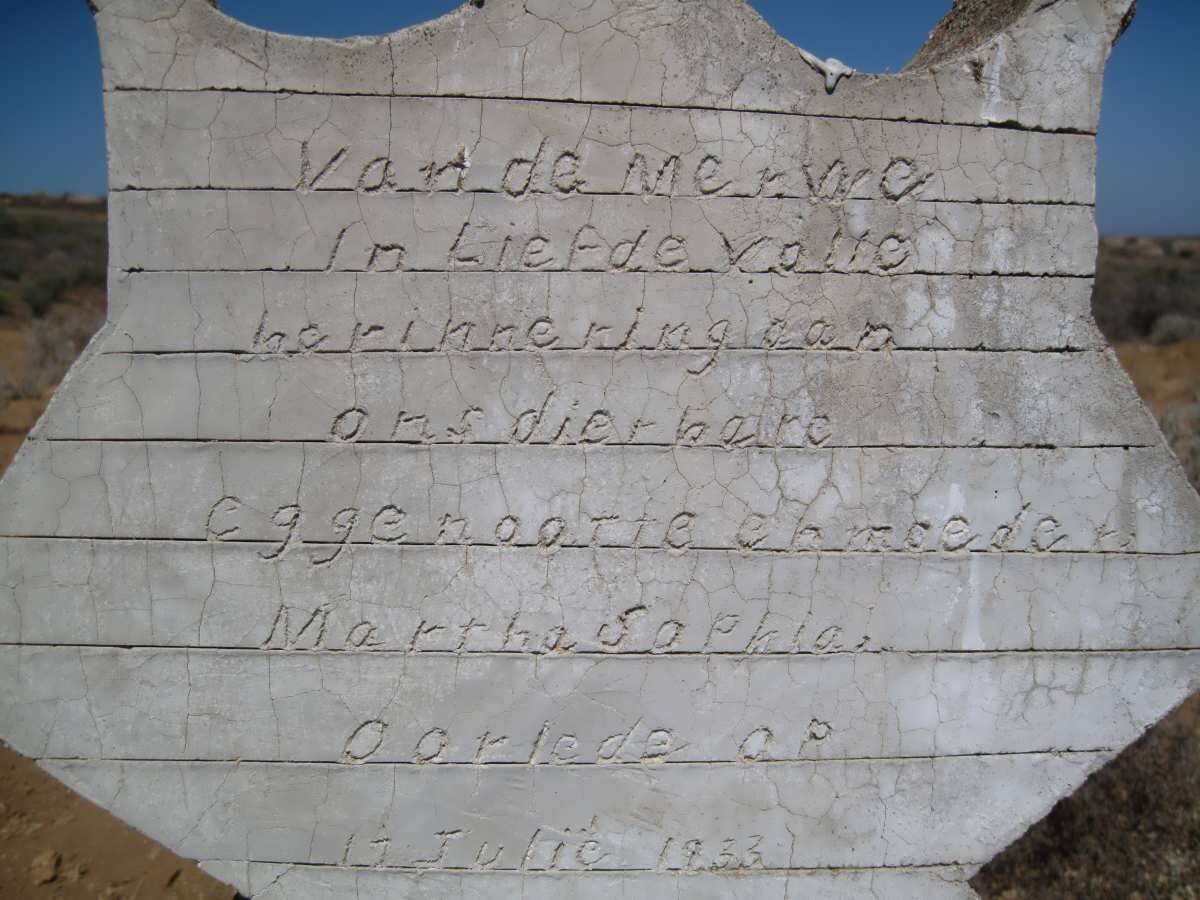 MERWE Martha Sophia, van de -1933