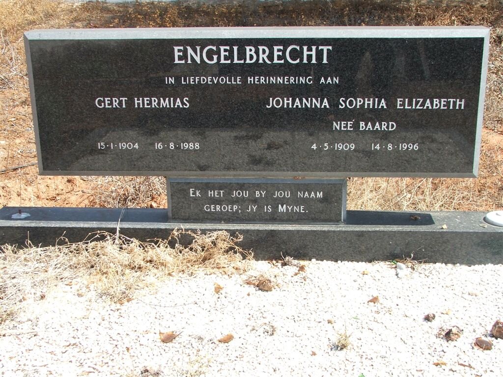 ENGELBRECHT Gert Hermias 1904-1988 &amp; Johanna Sophia Elizabeth BAARD 1909-1996