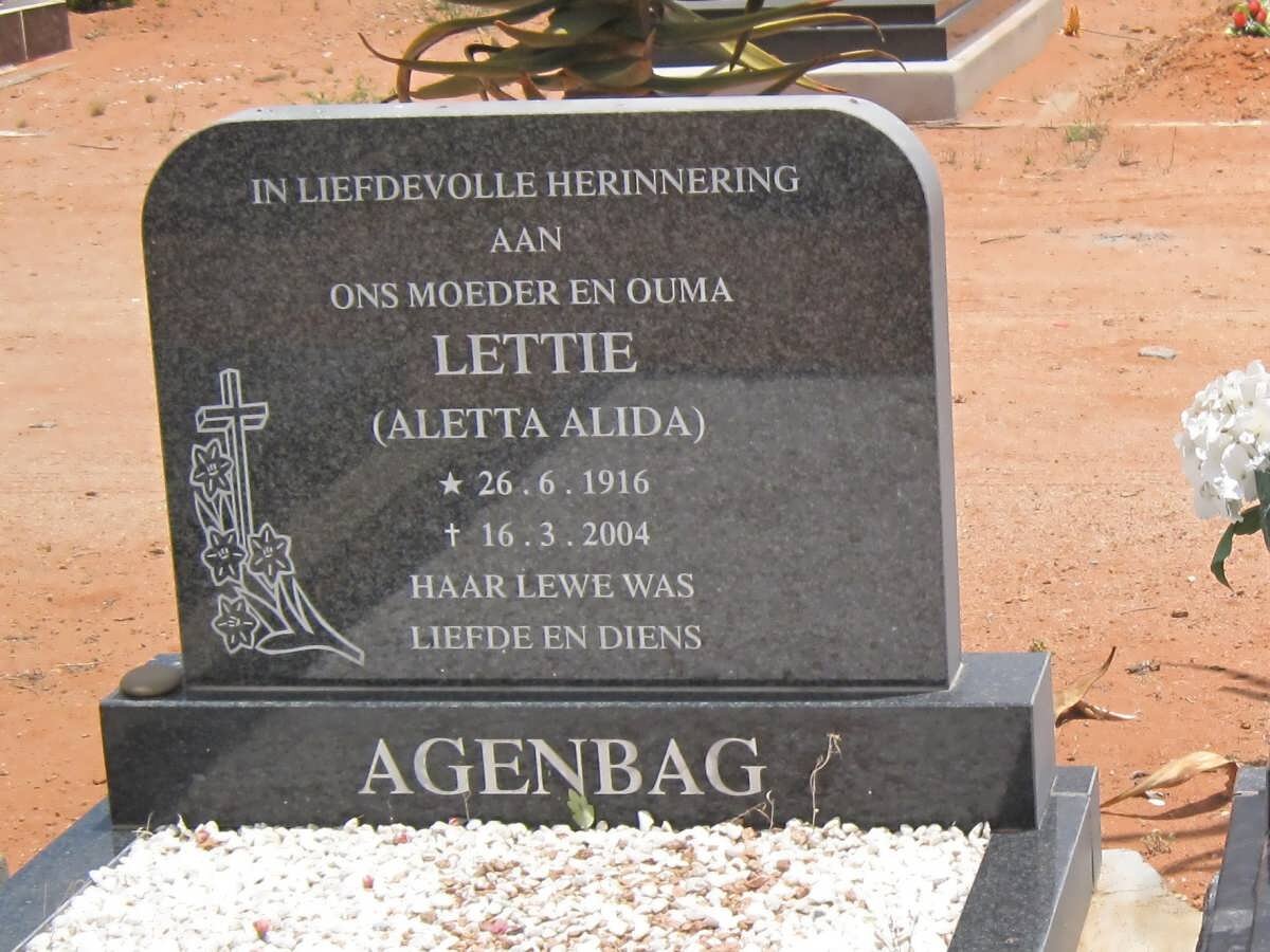 AGENBAG Aletta Alida 1916-2004