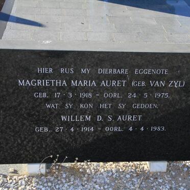 AURET Willem D.S. 1914-1983 &amp; Magrietha Maria VAN ZYL 1918-1975