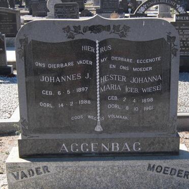 AGGENBAG Johannes J. 1897-1988  en Hester Johanna Maria WIESE 1898-1961