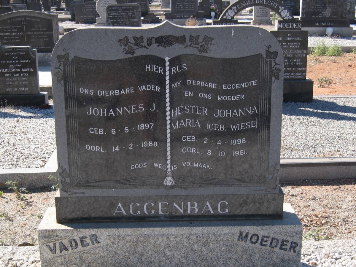 AGGENBAG Johannes J. 1897-1988  en Hester Johanna Maria WIESE 1898-1961