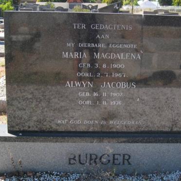 BURGER Alwyn Jacobus 1902-1976 &amp; Maria Magdalena 1900-1967
