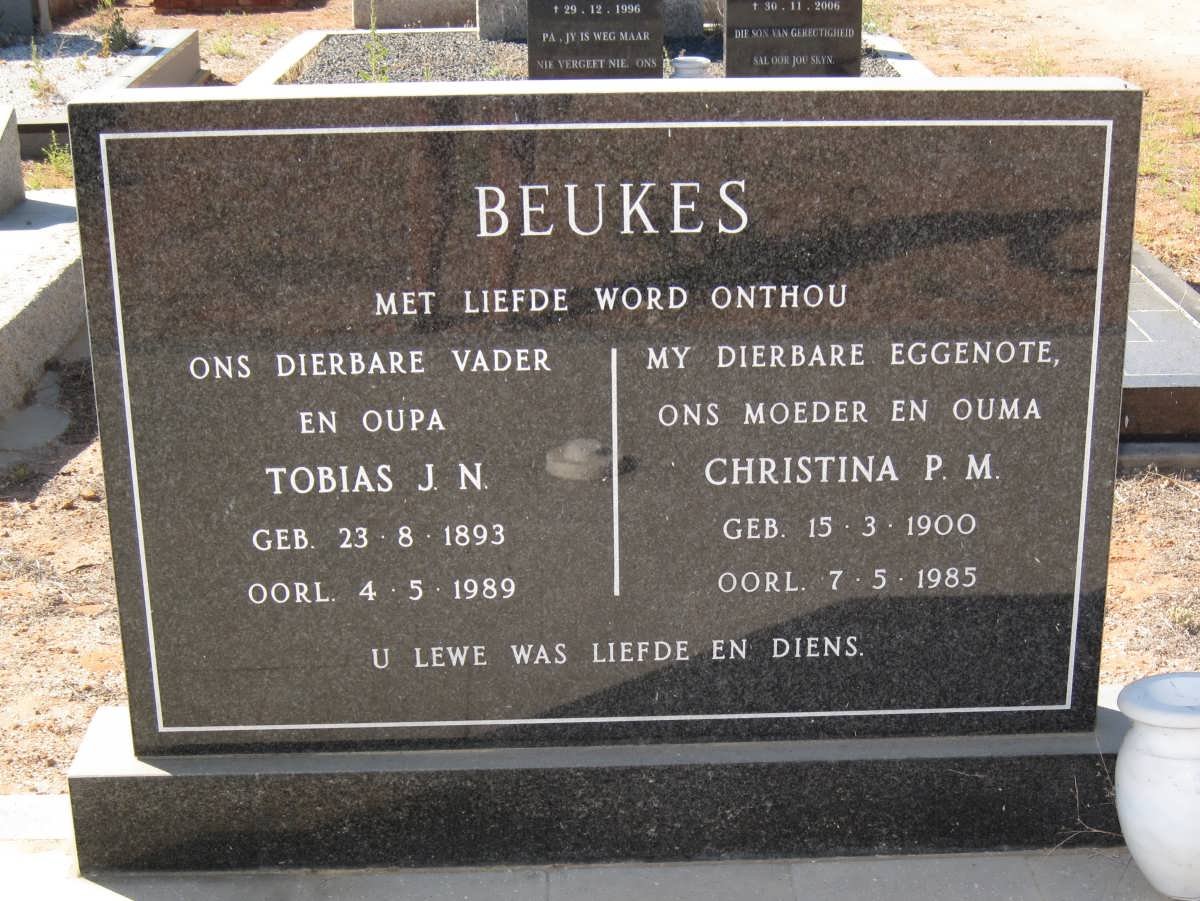 BEUKES Tobias J.N. 1893-1989 &amp; Christina P.M. 1900-1985