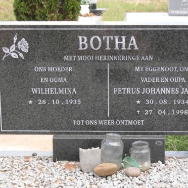 BOTHA Petrus Johannes Jacobus 1934-1998 &amp; Wilhelmina 1935-