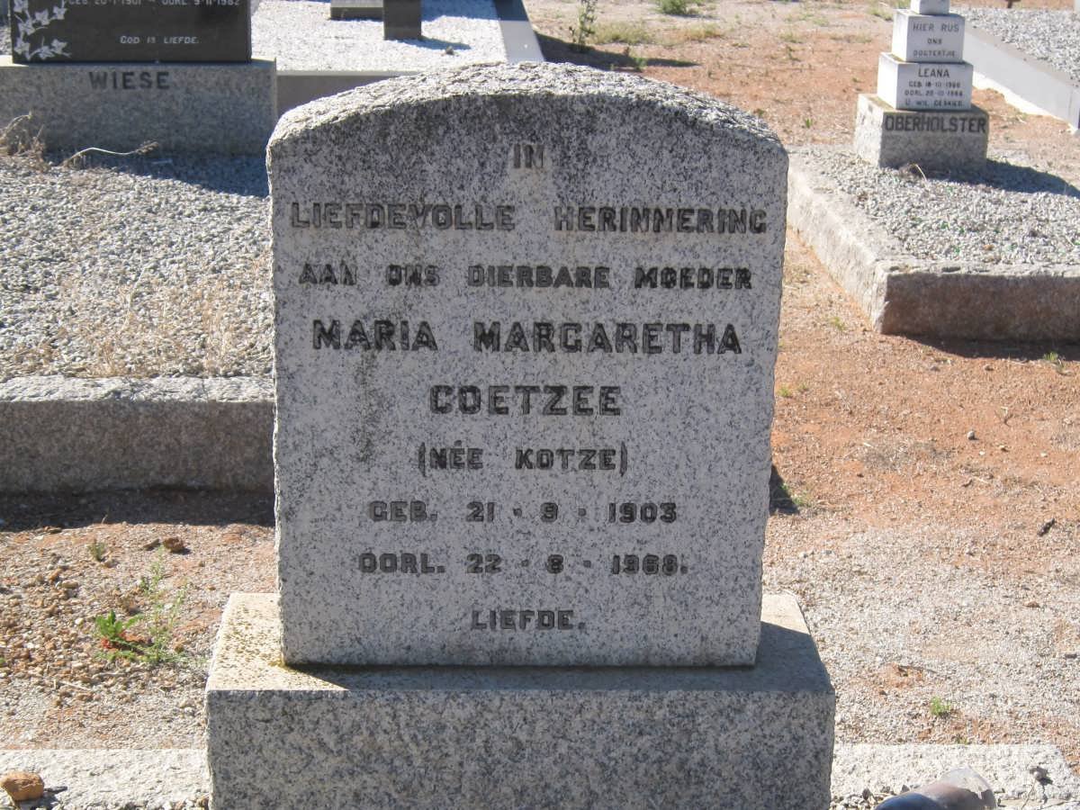 COETZEE Maria Margaretha nee KOTZE 1903-1968