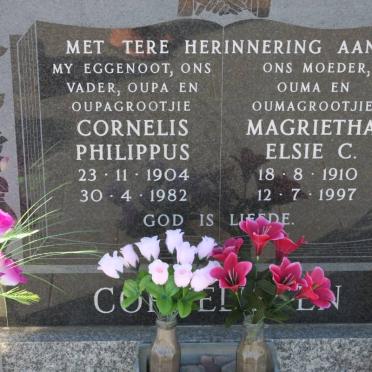 CORNELISSEN Cornelis Philippus 1904-1982 &amp; Magrietha Elsie C. 1910-1997