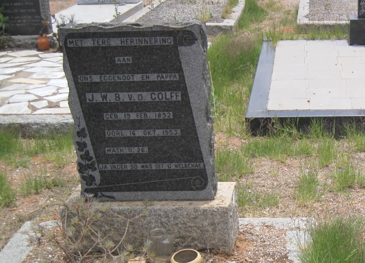 COLFF J.W.B., v.d. 1892-1953