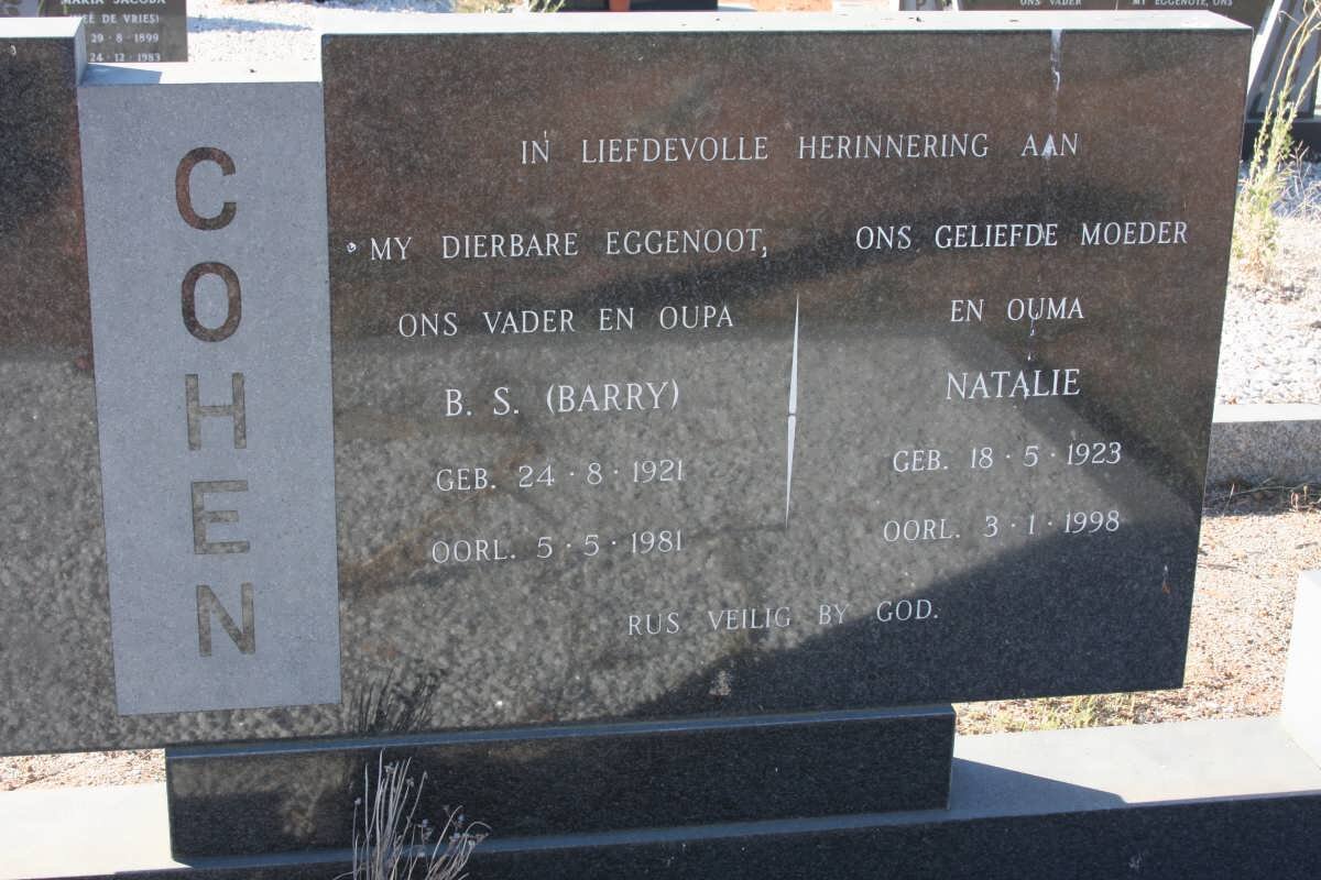 COHEN B.S. 1921-1981 &amp; Natalia 1923-1998
