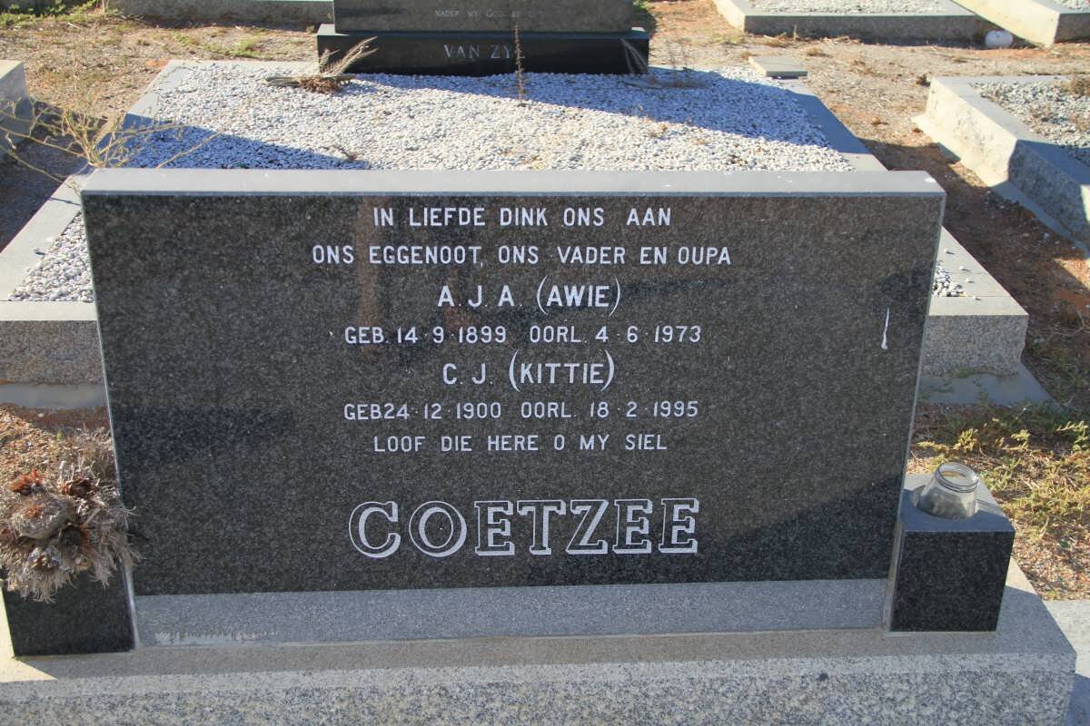 COETZEE A.J.A. 1899-1973 &amp; C.J. 1900-1995