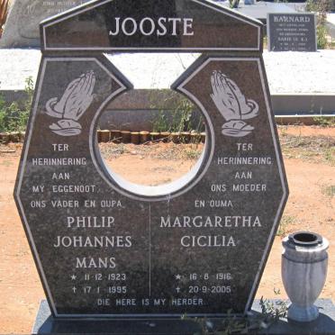 JOOSTE Philip Johannes Mans 1923-1995 &amp; Margaretha Cicilia 1916-2005