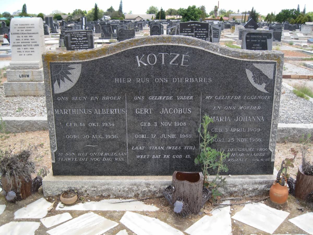 KOTZÉ Gert Jacobus 1908-1965 &amp; Maria Johanna 1909-1956 :: KOTZÉ Marthinus Albertus 1934-1956