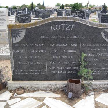 KOTZÉ Gert Jacobus 1908-1965 &amp; Maria Johanna 1909-1956 :: KOTZÉ Marthinus Albertus 1934-1956