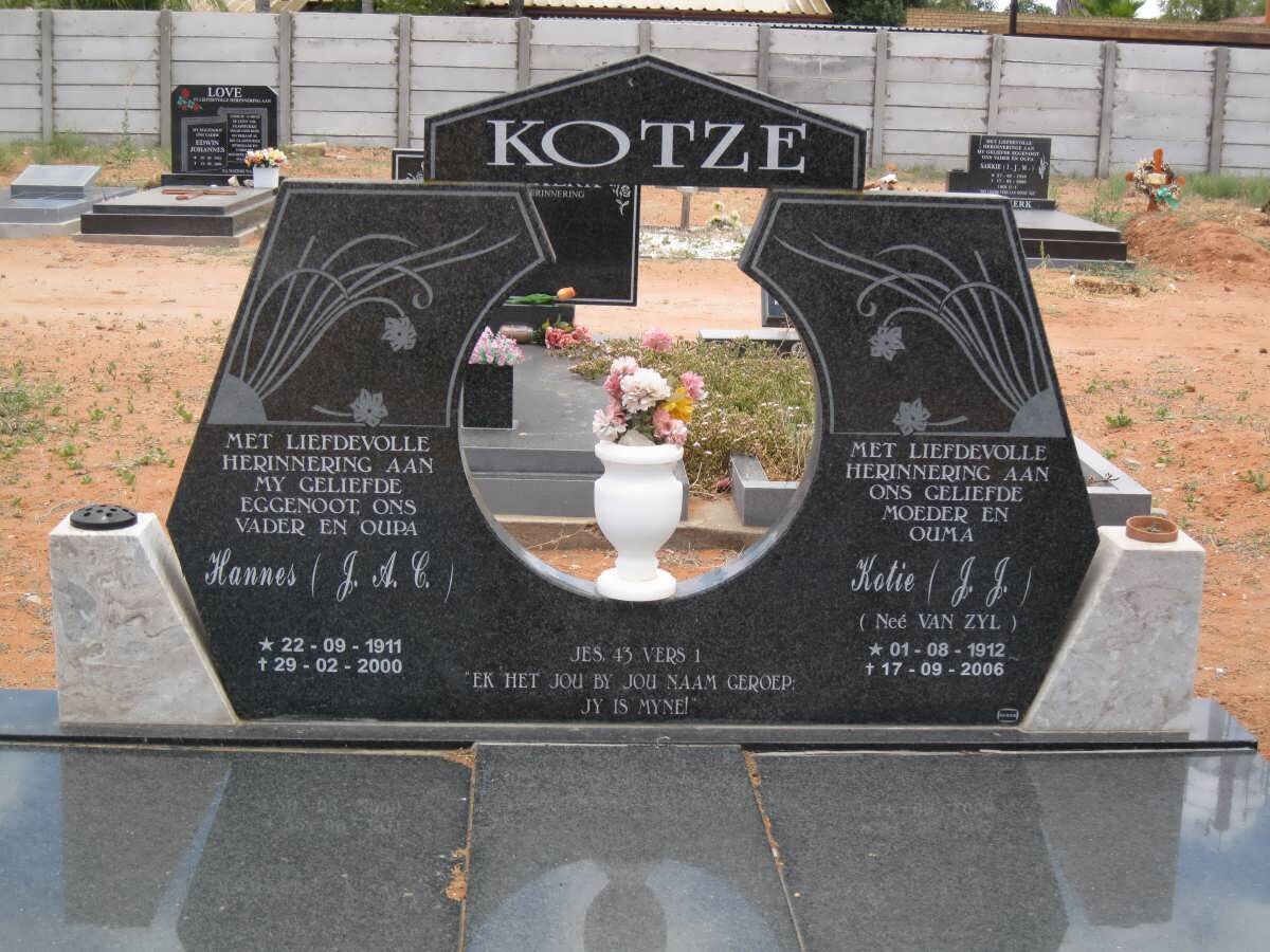 KOTZE J.A.C. 1911-2000 &amp; J.J. VAN ZYL 1912-2006