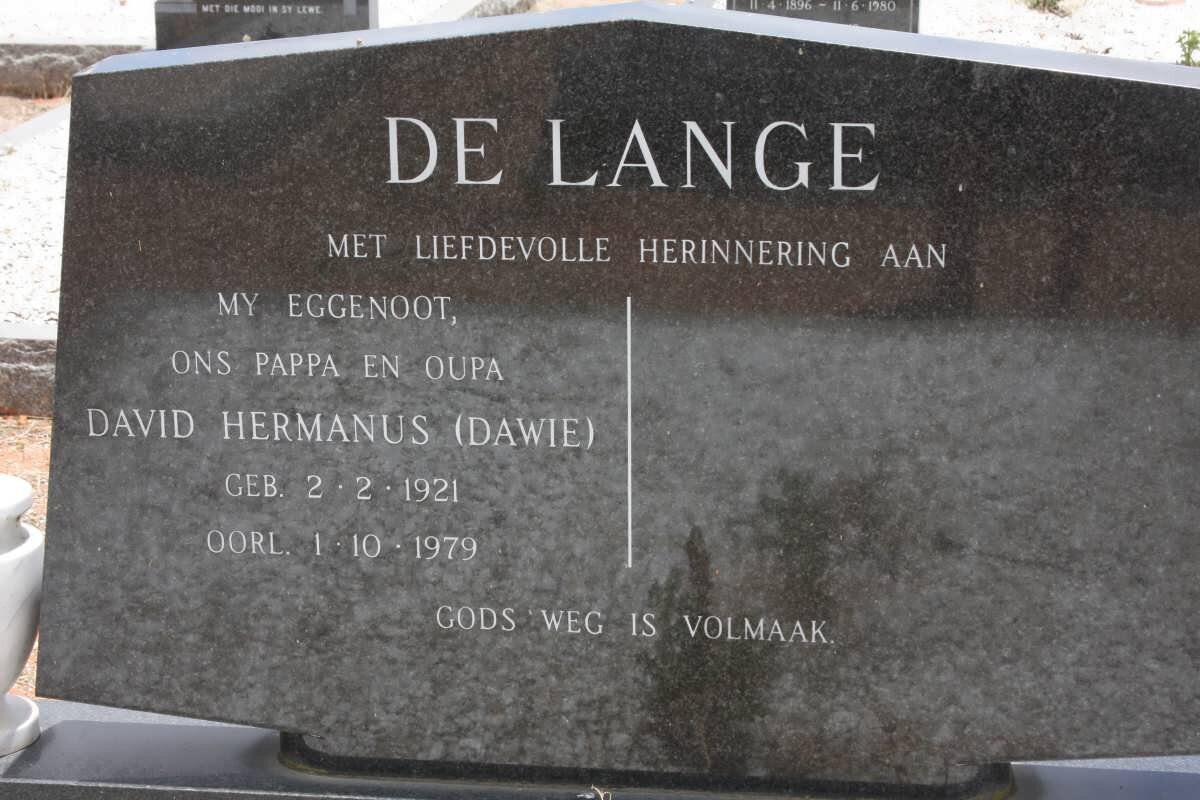 LANGE David Hermanus, de 1921-1979